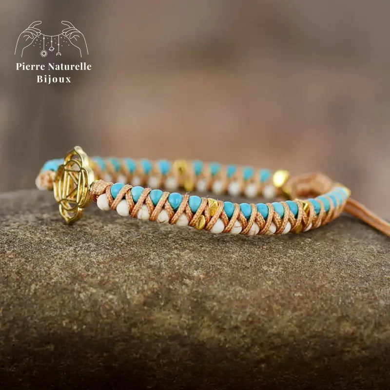 Bracelet wrap "Chakra racine" en Turquoise et Howlite | Bracelets | pierre naturelle bijoux