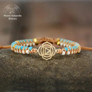 Bracelet wrap "Chakra racine" en Turquoise et Howlite | Bracelets | pierre naturelle bijoux