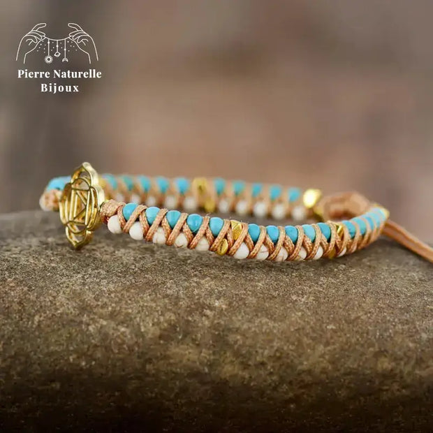 Bracelet wrap "Chakra racine" en Turquoise et Howlite | Bracelets | pierre naturelle bijoux