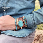 Bracelet wrap "Régénération" en Turquoise | Bracelets | pierre naturelle bijoux