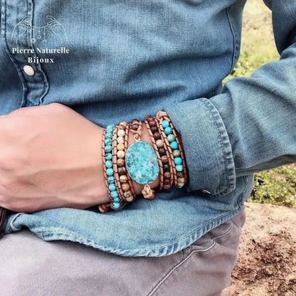 Bracelet wrap "Régénération" en Turquoise | Bracelets | pierre naturelle bijoux