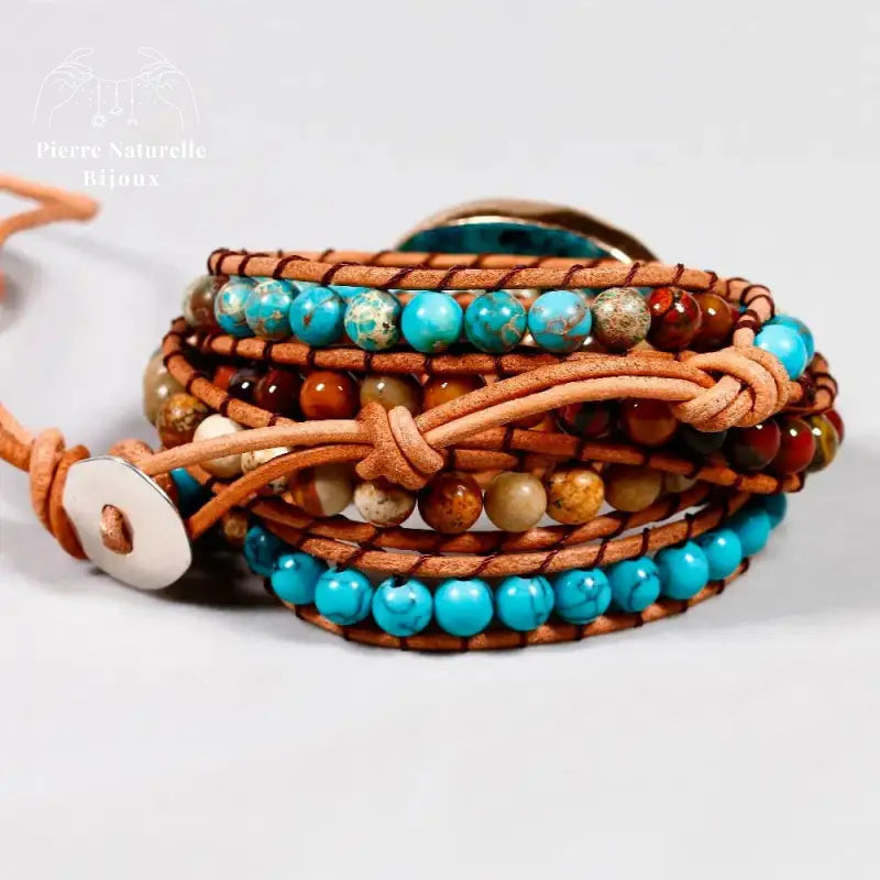Bracelet wrap "Régénération" en Turquoise | Bracelets | pierre naturelle bijoux