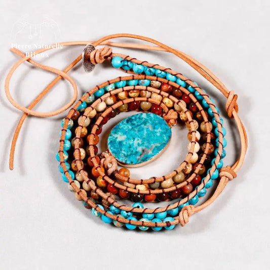 Bracelet wrap "Régénération" en Turquoise | Bracelets | pierre naturelle bijoux