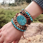 Bracelet wrap "Régénération" en Turquoise | Bracelets | pierre naturelle bijoux