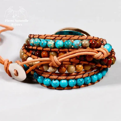 Bracelet wrap "Régénération" en Turquoise | Bracelets | pierre naturelle bijoux