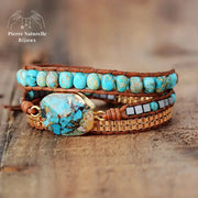 Bracelet wrap "Univers" en Turquoise | Bracelets | pierre naturelle bijoux