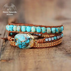 Bracelet wrap "Univers" en Turquoise | Bracelets | pierre naturelle bijoux