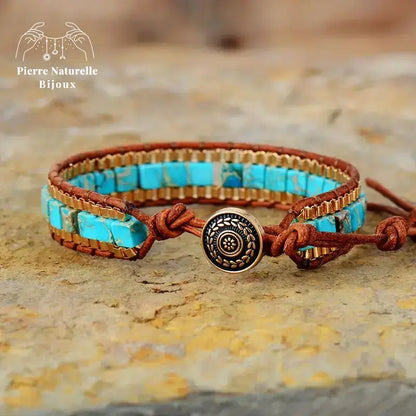 Bracelet wrap "Voyage" en Turquoise | Bracelets | pierre naturelle bijoux