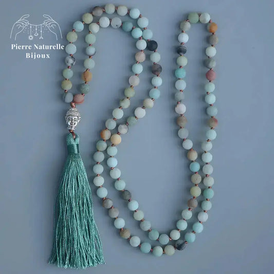 Collier 108 perles en Amazonite