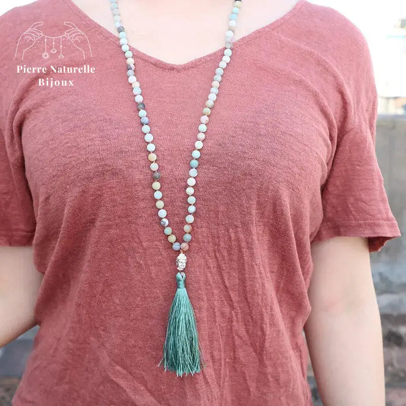 Collier 108 perles en Amazonite | Colliers | pierre naturelle bijoux