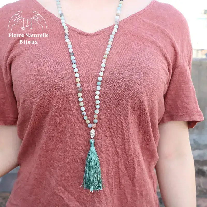 Collier 108 perles en Amazonite | Colliers | pierre naturelle bijoux
