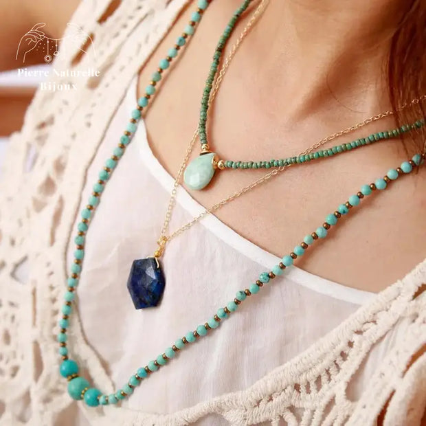 Collier en Amazonite et Perles de rocaille | Colliers | pierre naturelle bijoux