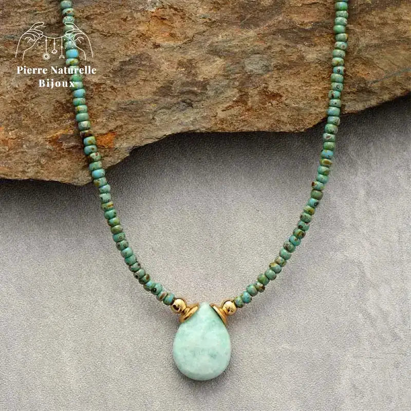 Collier en Amazonite et Perles de rocaille | Colliers | pierre naturelle bijoux