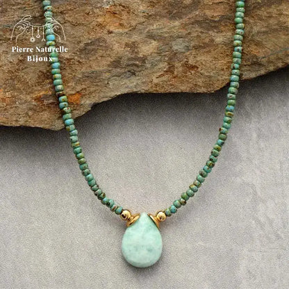 Collier en Amazonite et Perles de rocaille | Colliers | pierre naturelle bijoux