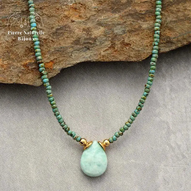 Collier en Amazonite et Perles de rocaille | Colliers | pierre naturelle bijoux