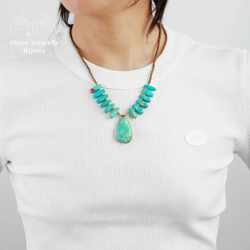 Collier en Amazonite et Turquoise | Colliers | pierre naturelle bijoux