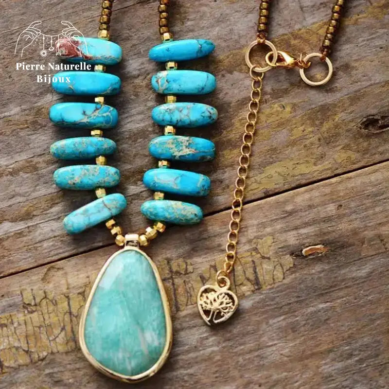 Collier en Amazonite et Turquoise | Colliers | pierre naturelle bijoux