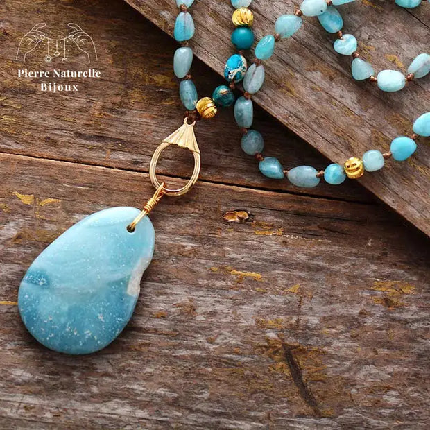 Collier "Alcyonien" en Amazonite et Turquoise | Colliers | pierre naturelle bijoux