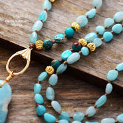 Collier "Alcyonien" en Amazonite et Turquoise | Colliers | pierre naturelle bijoux