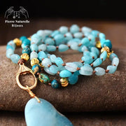 Collier "Alcyonien" en Amazonite et Turquoise | Colliers | pierre naturelle bijoux