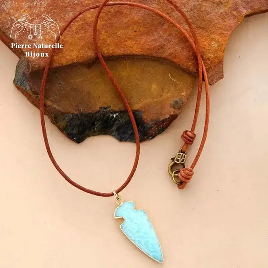 Collier "Flèche" en Amazonite | Colliers | pierre naturelle bijoux