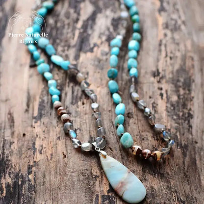 Collier "Union" en Amazonite, Labradorite et Agate | Colliers | pierre naturelle bijoux