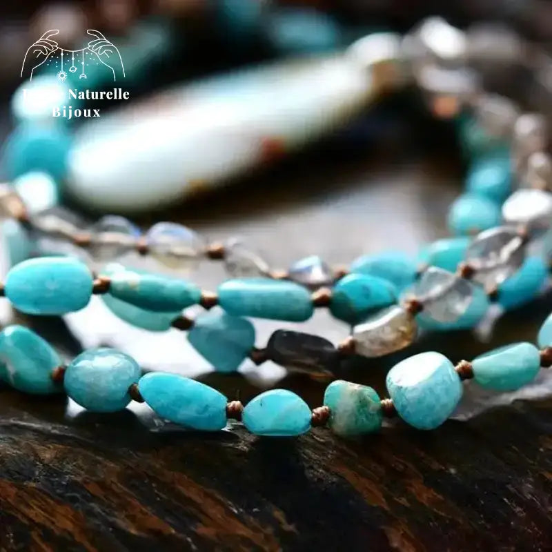 Collier "Union" en Amazonite, Labradorite et Agate | Colliers | pierre naturelle bijoux