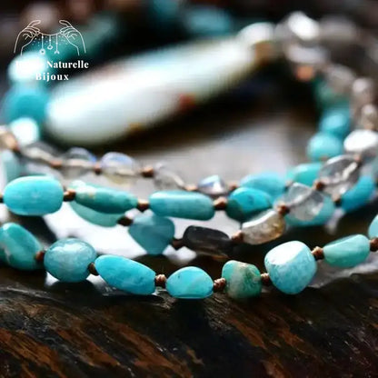 Collier "Union" en Amazonite, Labradorite et Agate | Colliers | pierre naturelle bijoux