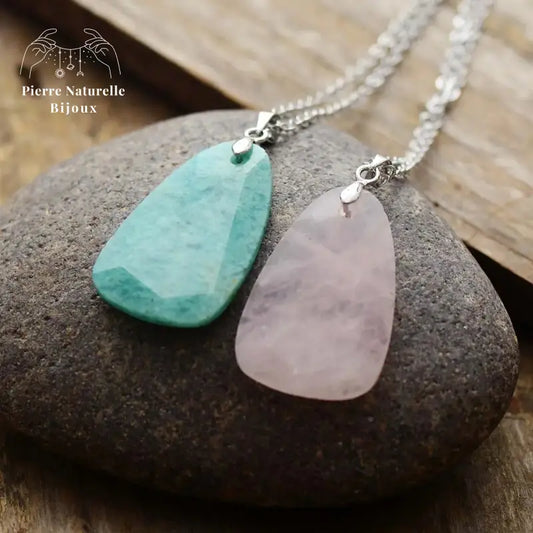 Collier en Amazonite / Quartz rose | Colliers | pierre naturelle bijoux