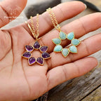 Collier "Fleur" en Améthyste / Amazonite | Colliers | pierre naturelle bijoux