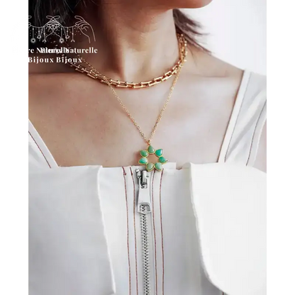 Collier "Fleur" en Améthyste / Amazonite | Colliers | pierre naturelle bijoux