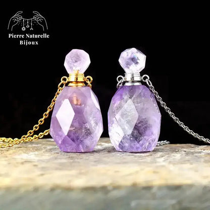Collier en Améthyste diffuseur de parfum | Colliers | pierre naturelle bijoux