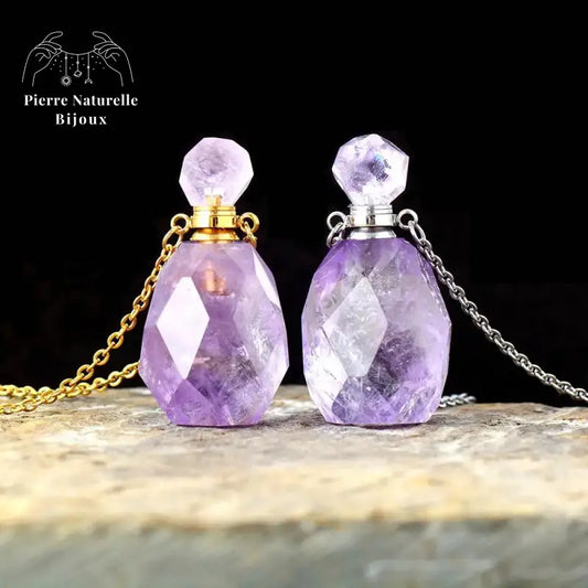 Collier en Améthyste diffuseur de parfum | Colliers | pierre naturelle bijoux