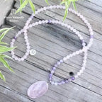 Collier "Amour" en Améthyste et Quartz rose