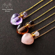 Collier diffuseur de parfum en Améthyste / Quartz rose / Quartz fumé | Colliers | pierre naturelle bijoux