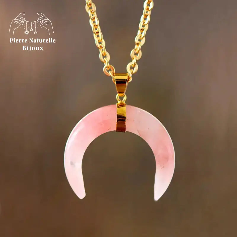 Collier "Lune" en Améthyste / Quartz rose | Colliers | pierre naturelle bijoux