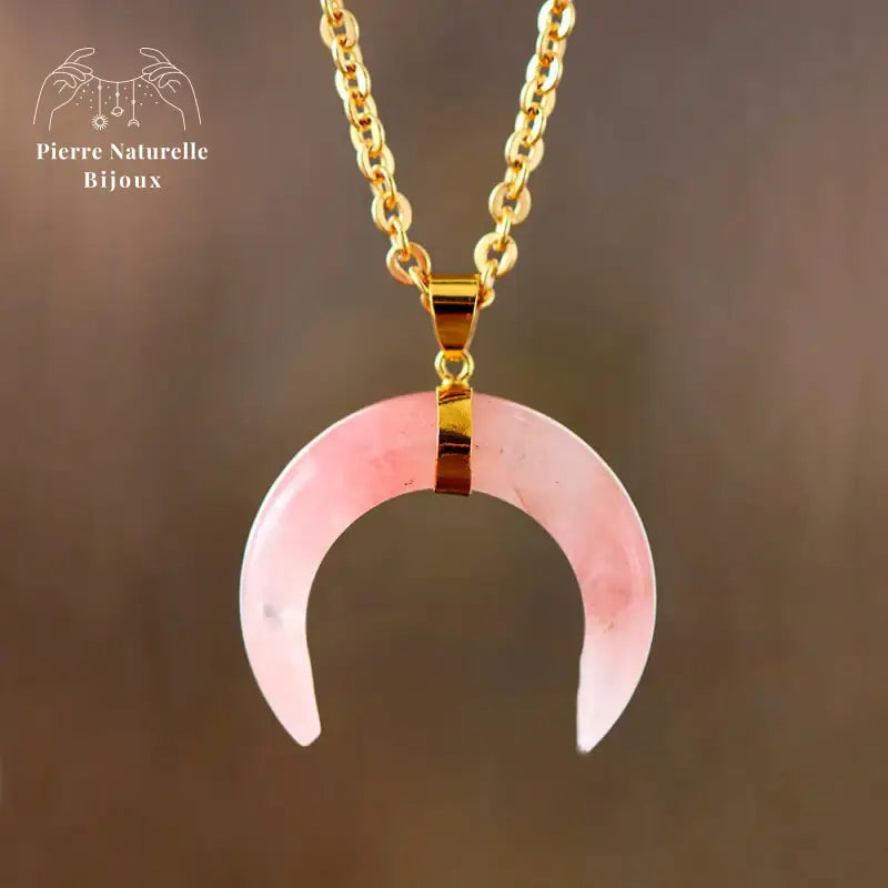 Collier "Lune" en Améthyste / Quartz rose | Colliers | pierre naturelle bijoux