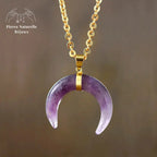 Collier "Lune" en Améthyste / Quartz rose | Colliers | pierre naturelle bijoux