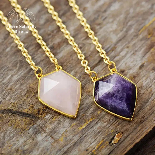 Collier "Maturité" en Améthyste / Quartz rose | Colliers | pierre naturelle bijoux