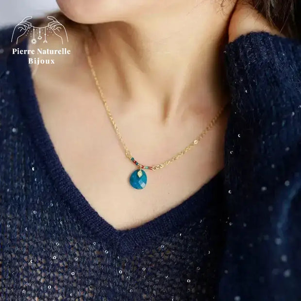 Collier "Calliope" en Apatite / Quartz rose | Colliers | pierre naturelle bijoux