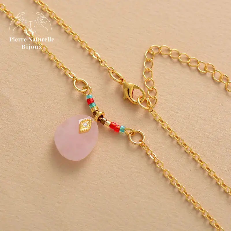 Collier "Calliope" en Apatite / Quartz rose | Colliers | pierre naturelle bijoux