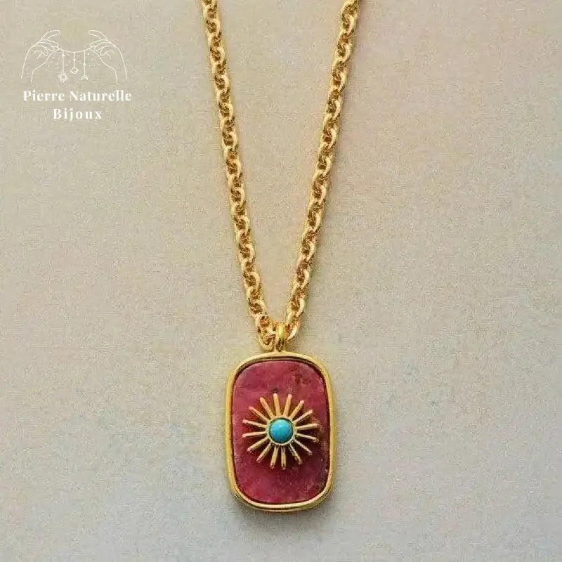 Collier "Cosmique" en Rhodonite 