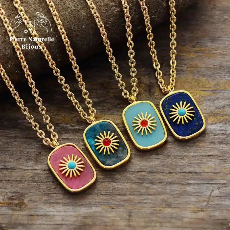 Collier "Cosmique" en Apatite / Rhodonite / Lapis-lazuli / Amazonite | Colliers | pierre naturelle bijoux