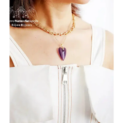 Collier "Cur" en Aventurine bleue / Améthyste / Fluorite | Colliers | pierre naturelle bijoux