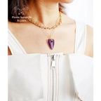 Collier "Cœur" en Aventurine bleue / Améthyste / Fluorite | Colliers | pierre naturelle bijoux
