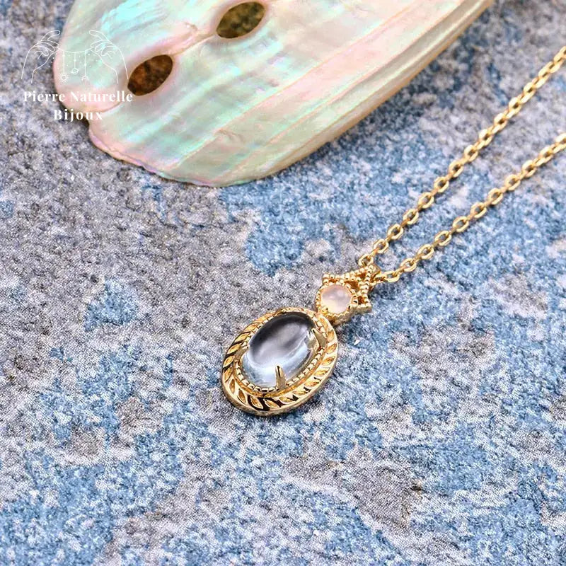 Collier en Calcédoine bleue et Topaze | Colliers | pierre naturelle bijoux