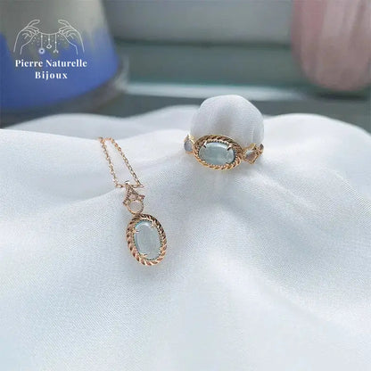Collier en Calcédoine bleue et Topaze | Colliers | pierre naturelle bijoux