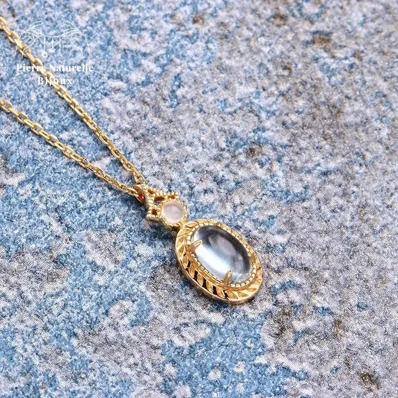 Collier en Calcédoine bleue et Topaze | Colliers | pierre naturelle bijoux
