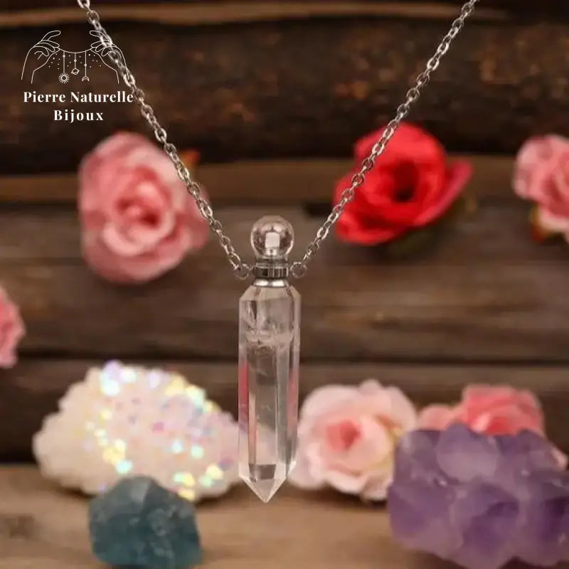 Collier diffuseur de parfum en Cristal de roche
