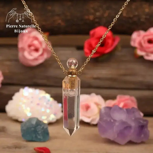 Collier diffuseur de parfum en Cristal de roche